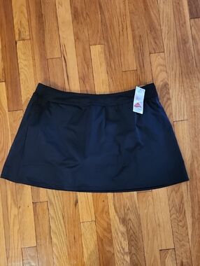 Lands' End UPF 50 Plus Black Swim Skirt Bottom with Built In Panty NWT Size 18 W